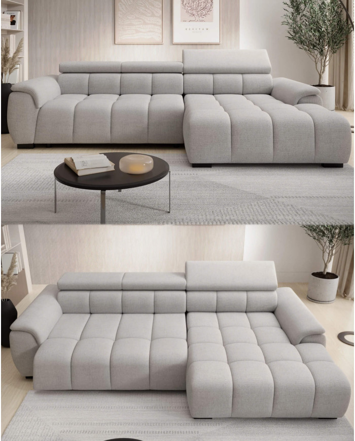 Narożnik Alvin S, elektrycznie wysuwane siedzisko, regulowane zagłówki, Wersal