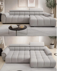 Narożnik Alvin S, elektrycznie wysuwane siedzisko, regulowane zagłówki, Wersal