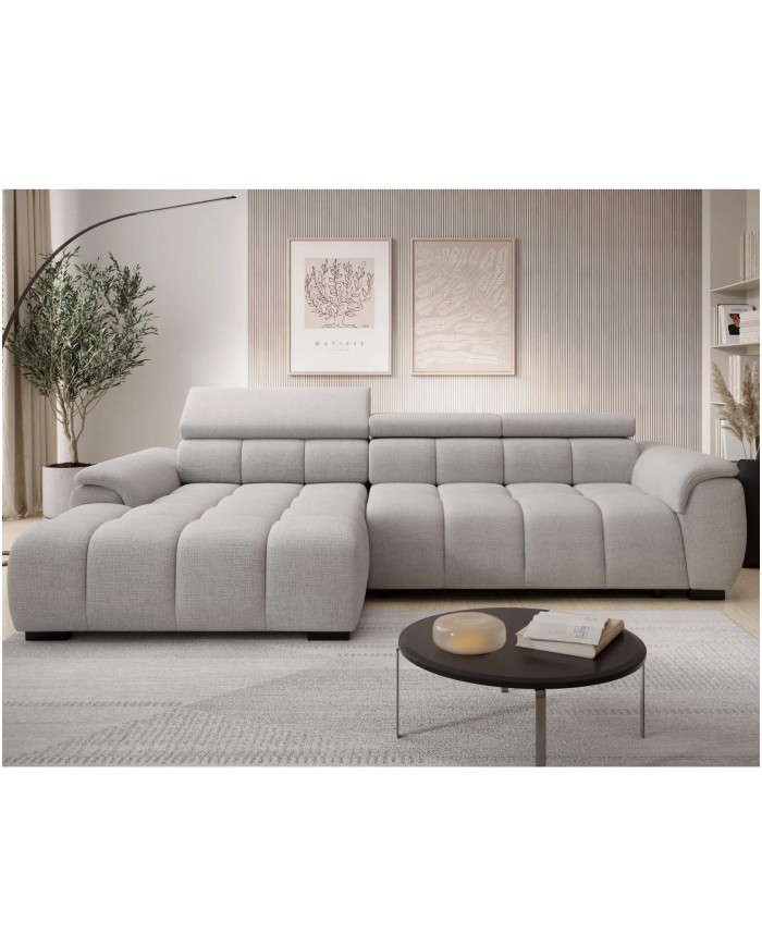 Narożnik Alvin S, elektrycznie wysuwane siedzisko, regulowane zagłówki, Wersal