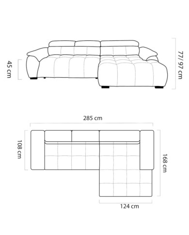 Narożnik Alvin S, elektrycznie wysuwane siedzisko, regulowane zagłówki, Wersal