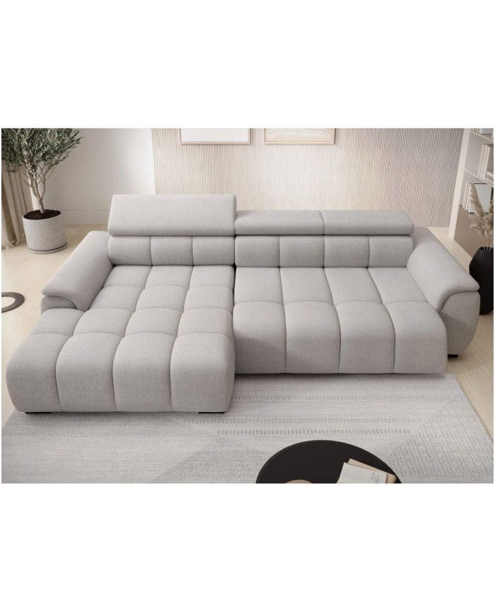 Narożnik Alvin S, elektrycznie wysuwane siedzisko, regulowane zagłówki, Wersal