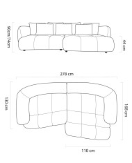 Narożnik Besso Motor, elektrycznie wysuwane siedzisko, Wersal
