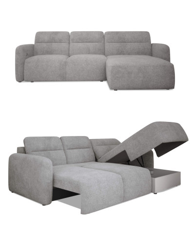 Narożnik Calvano S, elektrycznie wysuwane siedzisko, pojemnik, Wersal