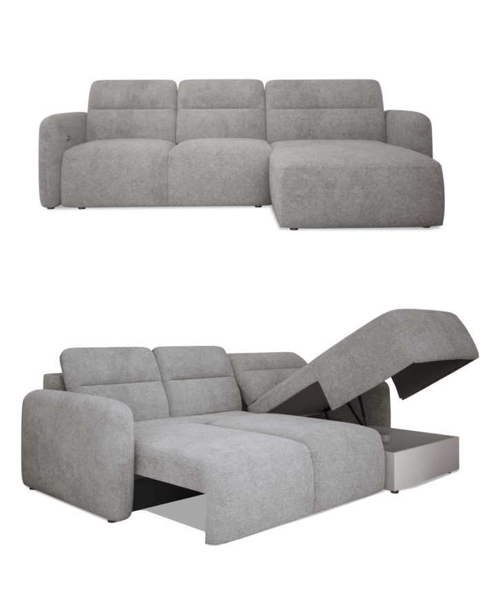 Narożnik Calvano S, elektrycznie wysuwane siedzisko, pojemnik, Wersal