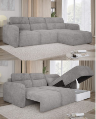 Narożnik Calvano S, elektrycznie wysuwane siedzisko, pojemnik, Wersal