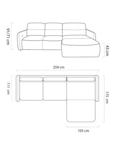 Narożnik Calvano S, elektrycznie wysuwane siedzisko, pojemnik, Wersal