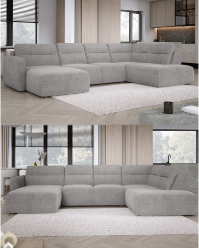 Narożnik Calvano XL, elektrycznie wysuwane siedzisko, pojemnik, Wersal