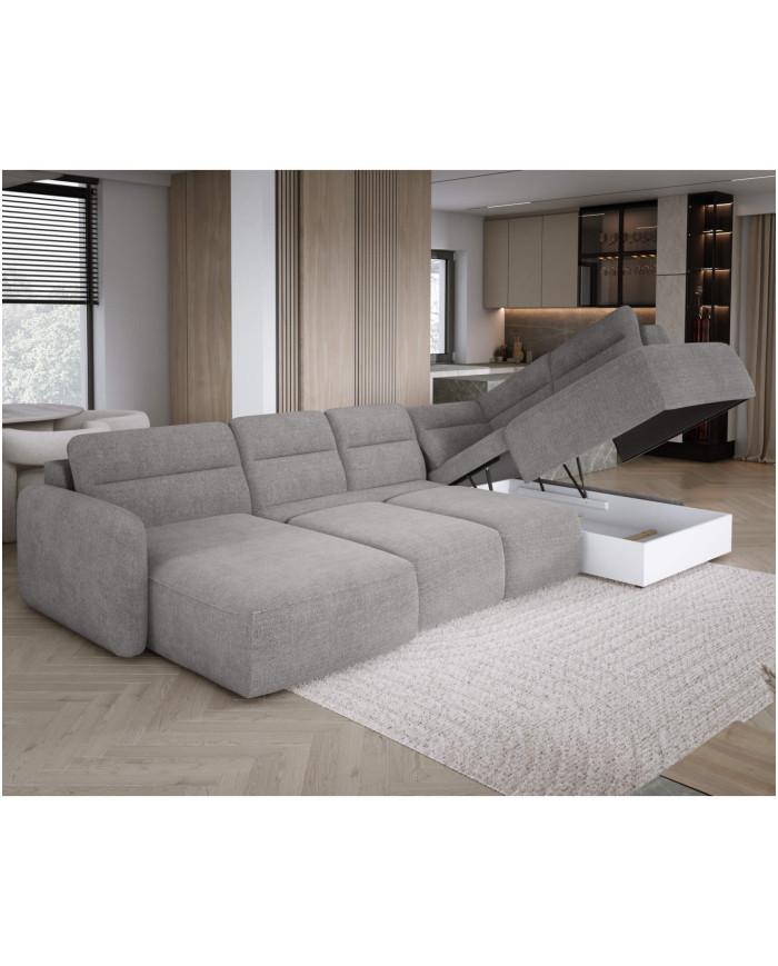 Narożnik Calvano XL, elektrycznie wysuwane siedzisko, pojemnik, Wersal