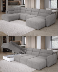 Narożnik Calvano XL, elektrycznie wysuwane siedzisko, pojemnik, Wersal