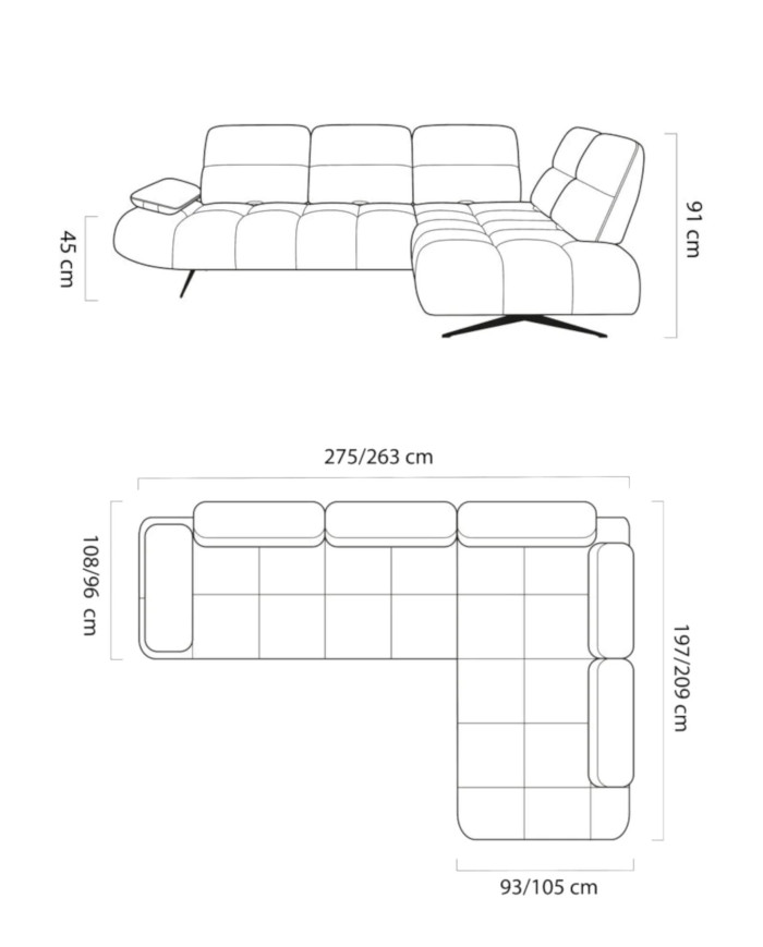 Narożnik Falcao L, przestawne oparcia x 5, regulowany podłokietnik, Wersal