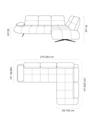 Narożnik Falcao L, przestawne oparcia x 5, regulowany podłokietnik, Wersal