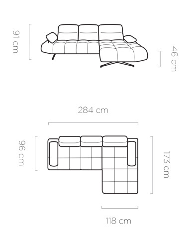 Narożnik Falcao S, przestawne oparcia x 3, regulowane podłokietniki, Wersal