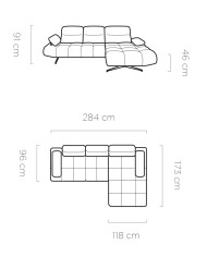 Narożnik Falcao S, przestawne oparcia x 3, regulowane podłokietniki, Wersal