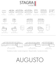 Narożnik Augusto 3FB+OSB, topper, funkcja spania, pojemnik, regulowane zagłówki, Stagra