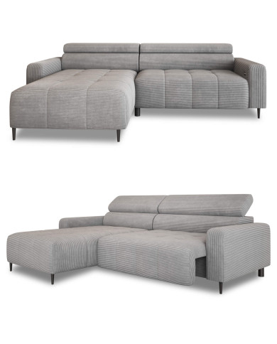 Narożnik Fly S, elektrycznie wysuwane siedzisko, regulowane zagłówki, Wersal