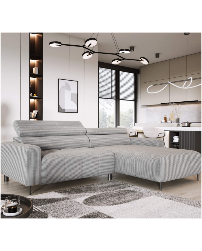 Narożnik Fly S, elektrycznie wysuwane siedzisko, regulowane zagłówki, Wersal