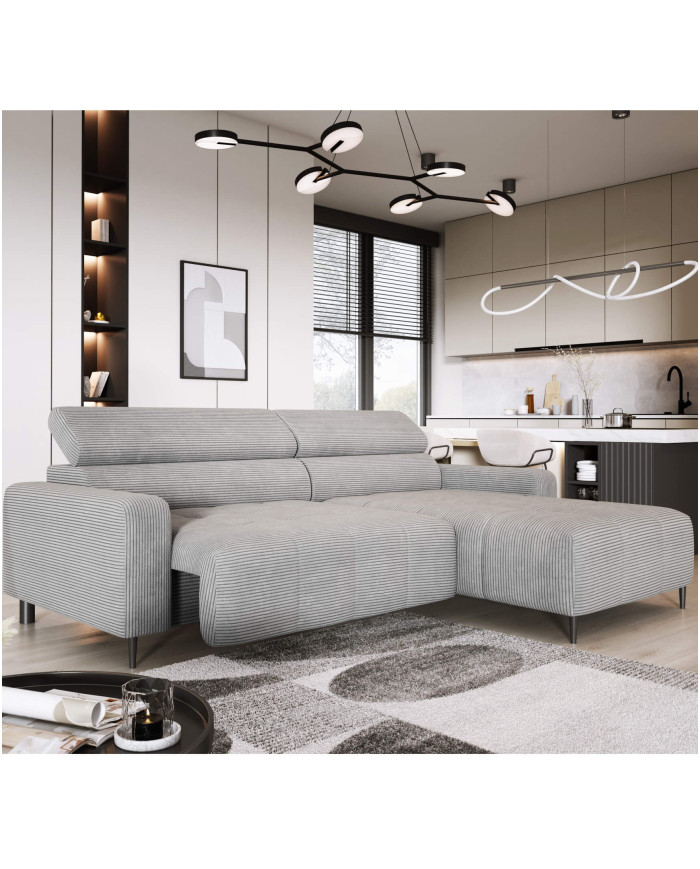 Narożnik Fly S, elektrycznie wysuwane siedzisko, regulowane zagłówki, Wersal