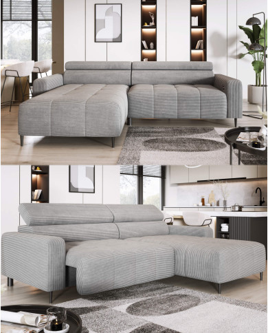 Narożnik Fly S, elektrycznie wysuwane siedzisko, regulowane zagłówki, Wersal