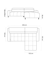 Narożnik Fly S, elektrycznie wysuwane siedzisko, regulowane zagłówki, Wersal