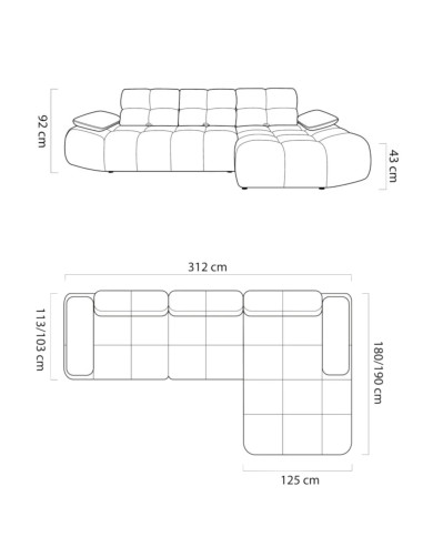 Narożnik Gamba S, przestawne oparcia x 3, regulowane podłokietniki, Wersal