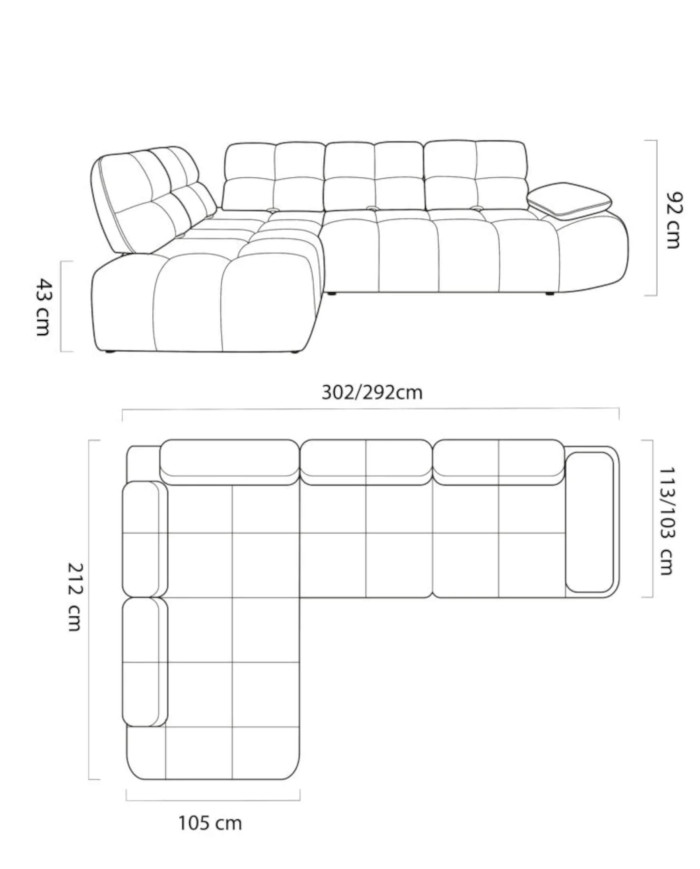 Narożnik Gamba L, przestawne oparcia x 5, regulowany podłokietnik, Wersal
