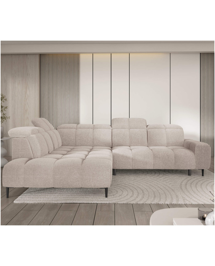 Narożnik Giovanni L, elektrycznie wysuwane siedzisko, przestawne oparcie x 1, regulowane zagłówki, Wersal