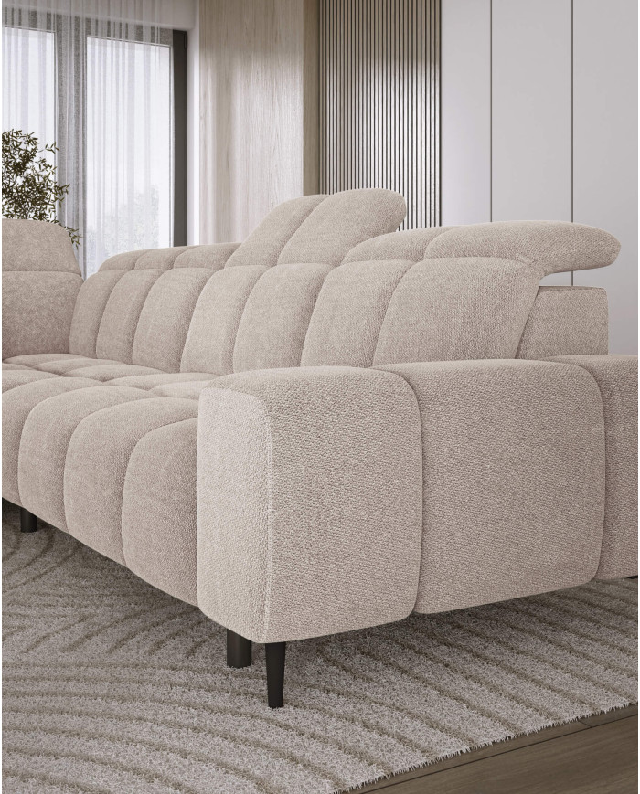 Narożnik Giovanni L, elektrycznie wysuwane siedzisko, przestawne oparcie x 1, regulowane zagłówki, Wersal