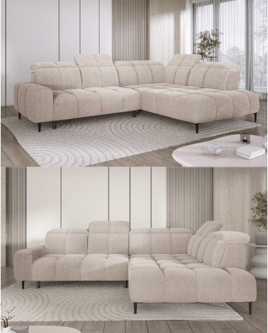 Narożnik Giovanni L, elektrycznie wysuwane siedzisko, przestawne oparcie x 1, regulowane zagłówki, Wersal