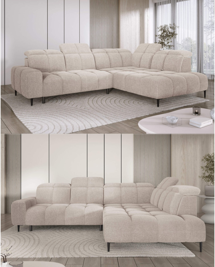 Narożnik Giovanni L, elektrycznie wysuwane siedzisko, przestawne oparcie x 1, regulowane zagłówki, Wersal