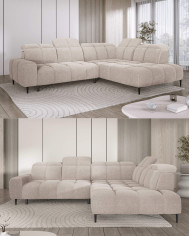 Narożnik Giovanni L, elektrycznie wysuwane siedzisko, przestawne oparcie x 1, regulowane zagłówki, Wersal