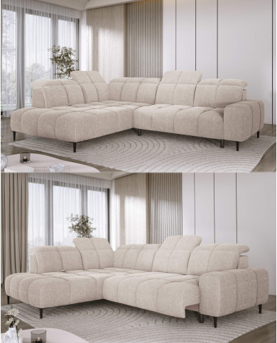 Narożnik Giovanni L, elektrycznie wysuwane siedzisko, przestawne oparcie x 1, regulowane zagłówki, Wersal