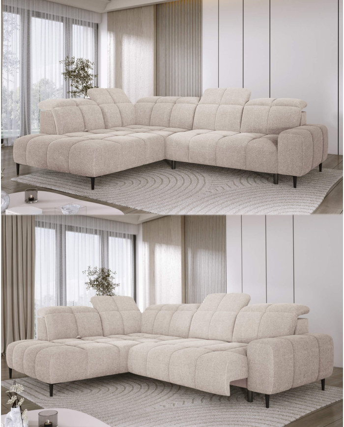 Narożnik Giovanni L, elektrycznie wysuwane siedzisko, przestawne oparcie x 1, regulowane zagłówki, Wersal