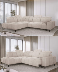 Narożnik Giovanni L, elektrycznie wysuwane siedzisko, przestawne oparcie x 1, regulowane zagłówki, Wersal