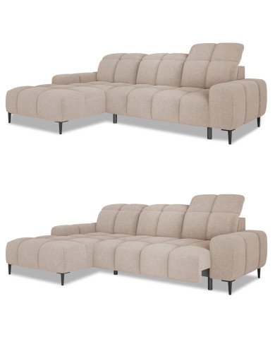 Narożnik Giovanni S, elektrycznie wysuwane siedzisko, regulowane zagłówki, Wersal