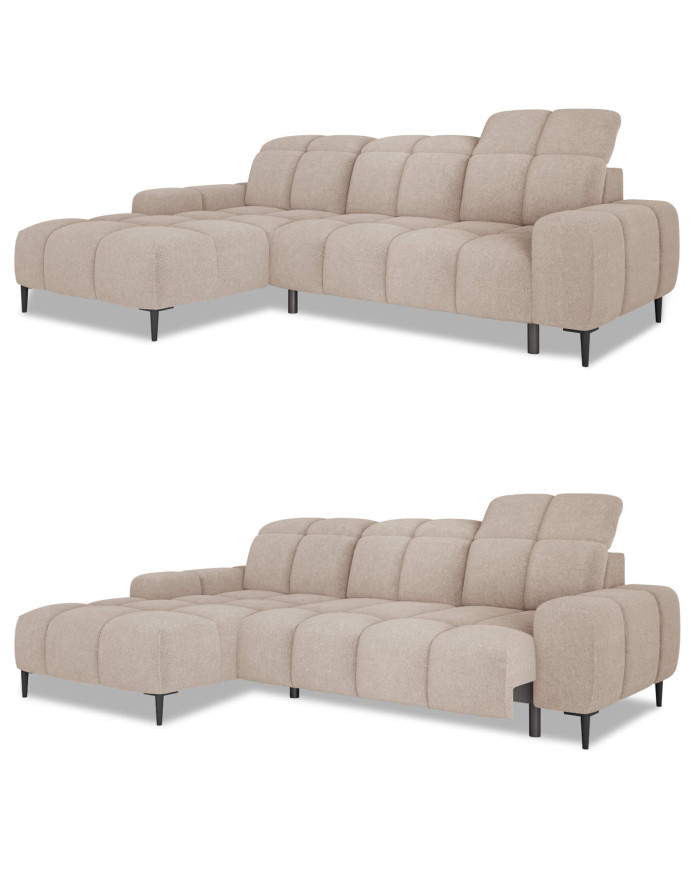 Narożnik Giovanni S, elektrycznie wysuwane siedzisko, regulowane zagłówki, Wersal