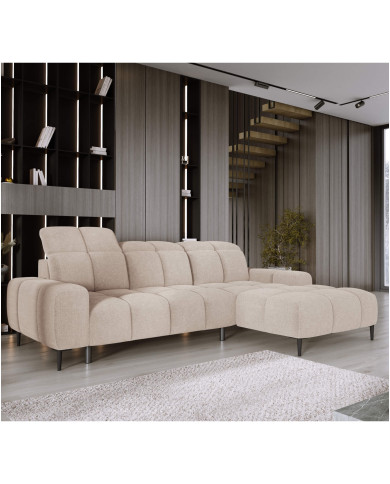 Narożnik Giovanni S, elektrycznie wysuwane siedzisko, regulowane zagłówki, Wersal