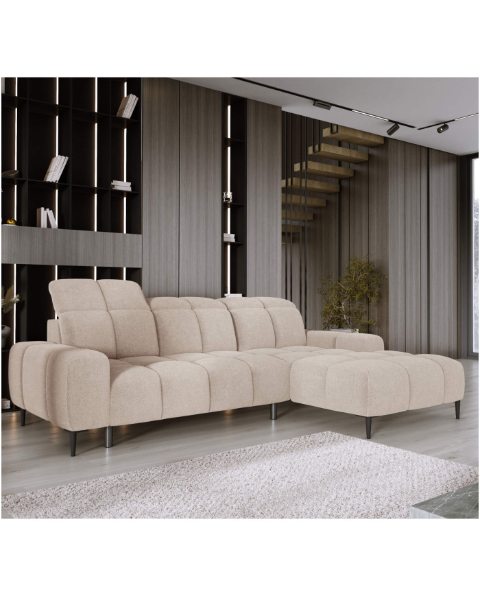 Narożnik Giovanni S, elektrycznie wysuwane siedzisko, regulowane zagłówki, Wersal