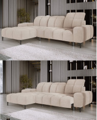 Narożnik Giovanni S, elektrycznie wysuwane siedzisko, regulowane zagłówki, Wersal