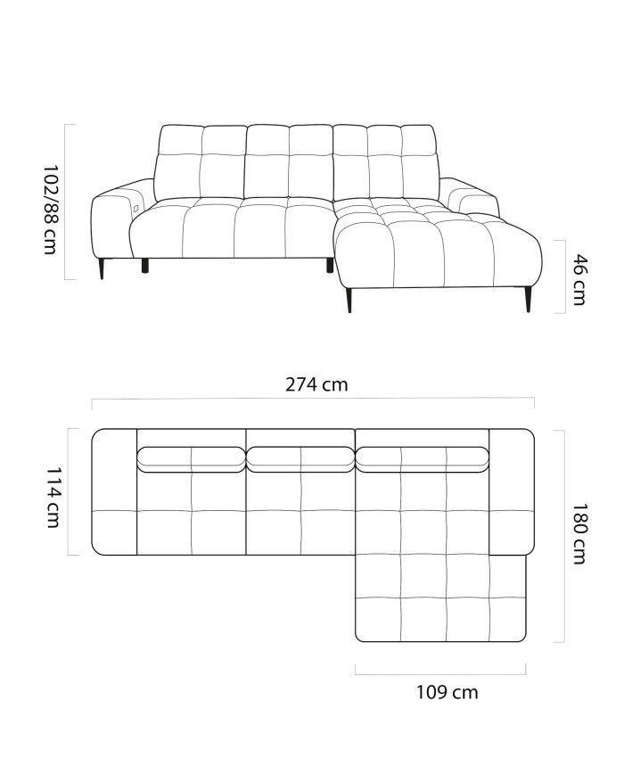 Narożnik Giovanni S, elektrycznie wysuwane siedzisko, regulowane zagłówki, Wersal