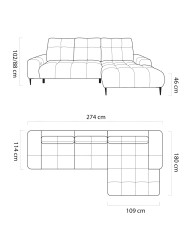 Narożnik Giovanni S, elektrycznie wysuwane siedzisko, regulowane zagłówki, Wersal