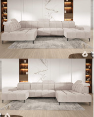 Narożnik Giovanni XL, elektrycznie wysuwane siedzisko, przestawne oparcie, regulowane zagłówki, Wersal