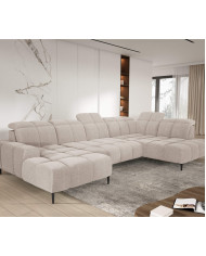 Narożnik Giovanni XL, elektrycznie wysuwane siedzisko, przestawne oparcie, regulowane zagłówki, Wersal