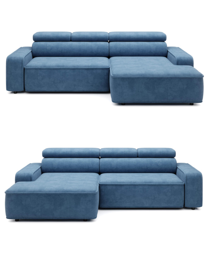 Narożnik Liam S, elektrycznie wysuwane siedzisko, regulowane zagłówki, Wersal