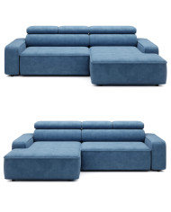 Narożnik Liam S, elektrycznie wysuwane siedzisko, regulowane zagłówki, Wersal