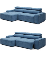 Narożnik Liam S, elektrycznie wysuwane siedzisko, regulowane zagłówki, Wersal