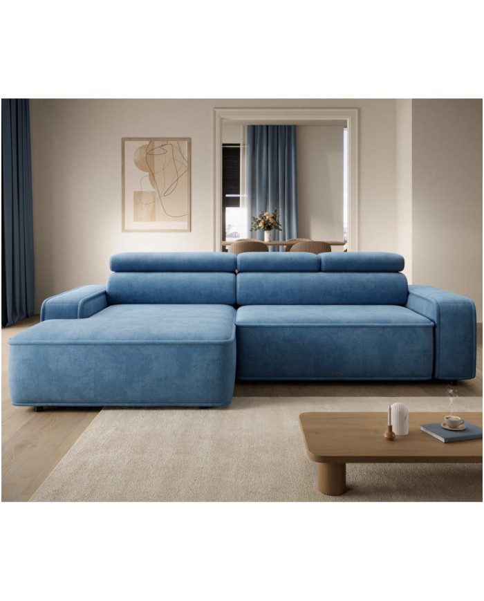 Narożnik Liam S, elektrycznie wysuwane siedzisko, regulowane zagłówki, Wersal