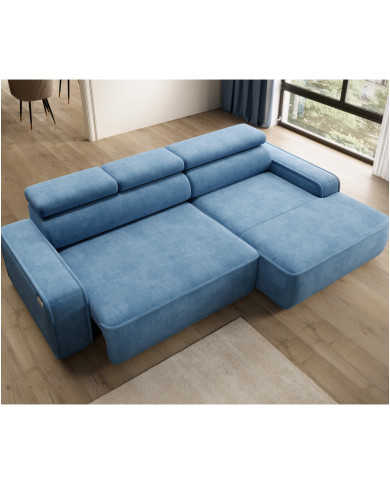 Narożnik Liam S, elektrycznie wysuwane siedzisko, regulowane zagłówki, Wersal