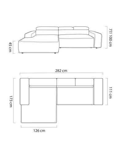Narożnik Liam S, elektrycznie wysuwane siedzisko, regulowane zagłówki, Wersal