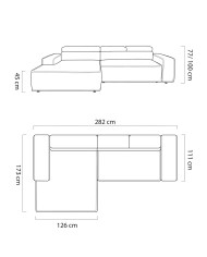Narożnik Liam S, elektrycznie wysuwane siedzisko, regulowane zagłówki, Wersal