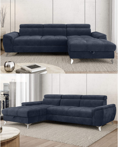 Narożnik Lugano S, funkcja spania, pojemnik, regulowane zagłówki, Wersal